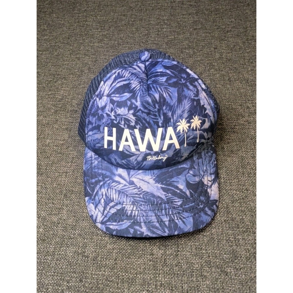 Billabong Y2K Hawaii Floral Print Trucker Mesh Foam Hat Blue Adjustable Cap OS